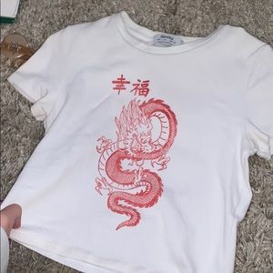 ribbed dragon crop shirt Y2K